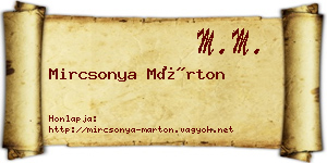 Mircsonya Márton névjegykártya